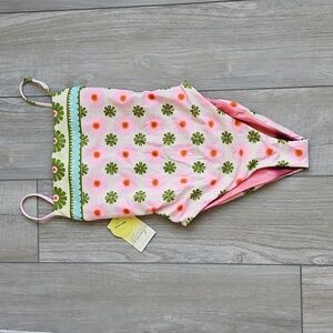 Maaji Pink Floral One-Piece Swimsuit with Green Accents